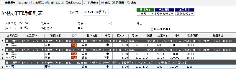 外協(xié)加工明細